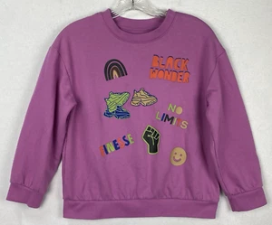 Black History Month Sweatshirt Girls Kids L (10/12) Graphic Long Sleeve Purple - Picture 1 of 5