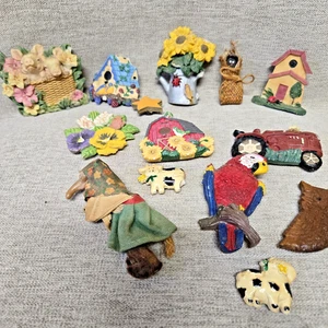 Konvolut Kühlschrankmagnete 13 Stück verschiedene Sonnenblumen Vogelhaus Scheune Schweine - Bild 1 von 13