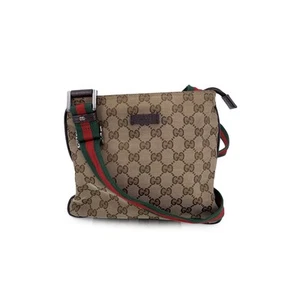 Auténtico Bolso Mensajero Gucci Beige Monograma GG Lona Correa Web - Imagen 1 de 6