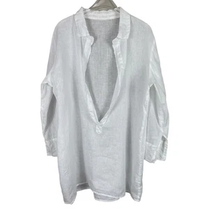CP Shades 100% Linen Tunic Top Long Sleeves Minimalist Coastal Size Small - Picture 1 of 13