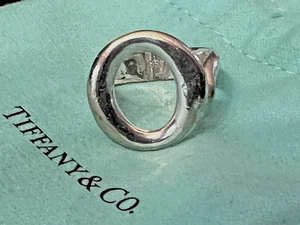 Tiffany & Co Silver Large Elsa Peretti Sevillana O Signet Ring Size 7.5 with Bag - Picture 1 of 6