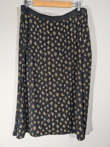 J. Jill Women Black Leaf Pull on Elastic Waist Midi Skirt Sz 3X Mature Modest - Imagen 1 de 7