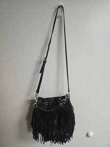 Rebecca Minkoff Handtasche Geldbeutel Finn Fransen schwarz Leder Crossbody Boho Western - Bild 1 von 16
