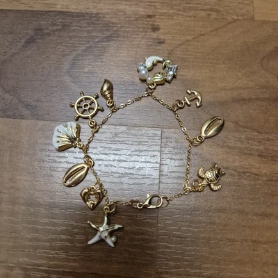 Selfmade Armband mit Sommer Meer Elementen Neu Goldfarbend - Bild 1 von 3