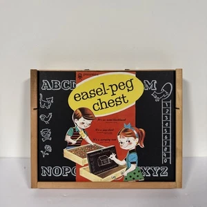 Vintage Pressman Toy Easel Peg Chest Chalk Board Carry Case No. 1192 - Picture 1 of 18