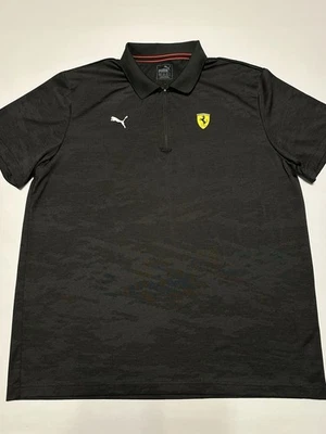 Oficial Ferrari PUMA Negro Polo Manga Corta Cremallera Cuello Pullover Hombres XL Foto 1 de 4