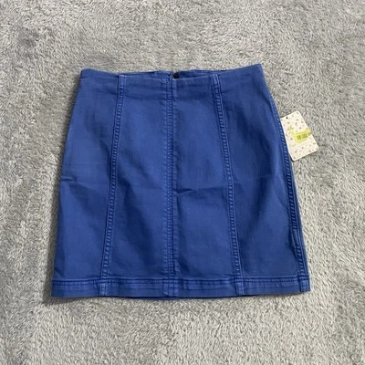 Мини-юбка женская Free People размер 8 Nautilus синяя женская джинсовая на молнии опрятная - Изображение 1 из 4