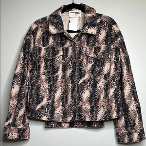Savanna Jane Black and Brown Animal Print Jacket Cropped Style Size Small NWT - Picture 1 of 13