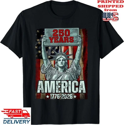 Camiseta 250 Años América 1776-2026 Estatua de la Libertad Orgullosa Bandera de Estados Unidos, Camiseta Unisex Foto 1 de 4