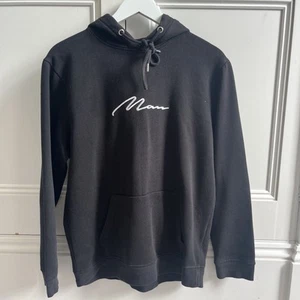 BooHoo Man black Hoodie Man Logo size Small 36”-38” Chest Exc Cond - Picture 1 of 6
