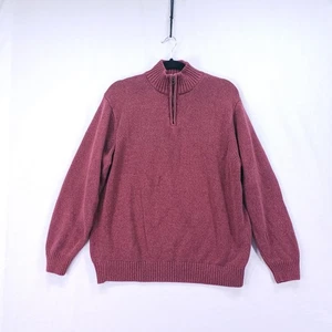 Geoffrey Beene Burgundy Mock Neck 1/4 Zip Knit Pullover Preppy Dad Sweater XL - Picture 1 of 15