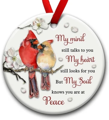SOL VIBES Cardinal Memorial Ornament, Christmas Ceramic Ornaments,