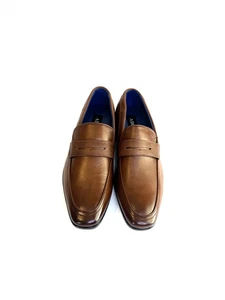 NUEVO Mocasines Adolfo Marrón Imitación Cuero Penny Hombres Talla 10.5 - Imagen 1 de 12