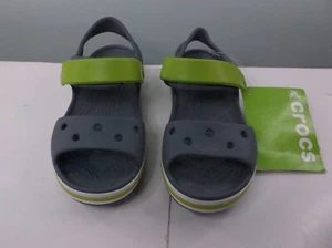 Crocs Little Kids Bayaband Sandals Water Shoes C11 Charcoal Gray & Green New - Picture 1 of 3