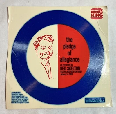 The Pledge of Allegiance By Red Skelton - Burger King Promotional Item 1969 VGC Foto 1 de 2