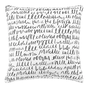 RARE Kate Spade This Is The Life Words Square Decorative Toss Pillow White Black - Picture 1 of 1