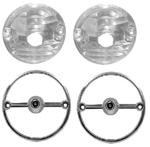 1974 - 1977 CAMARO FRONT PARKING PARK LIGHT LENS & BEZEL SET - TURN SIGNAL - Picture 1 of 1