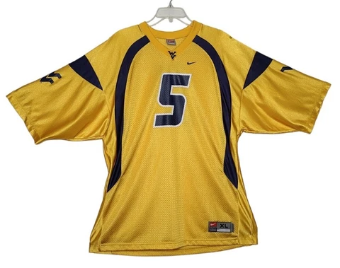 Nike Team West Virginia Mountaineers #5 Football Jersey Yellow Men's XL WVU Y2K Cover