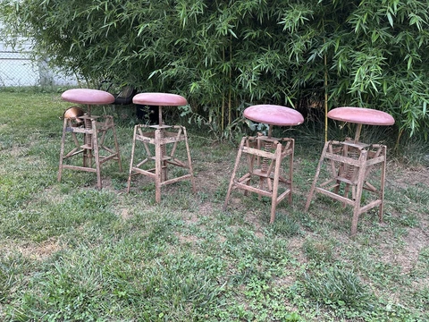 Industrial Adjustable Drafting Spring Stools by American Cabinet Co. Office Bar Cover