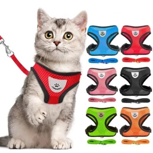 Pet Cat Harness Vest Walking Lead Leash for Cat Puppy Dogs Collar Adjustable UK - Picture 1 of 15