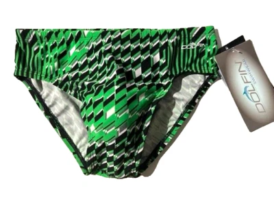 Nuevo Traje de Baño DOLFIN Para Hombres Calzoncillo de Natación Verde Geo Estampado Talla 30 Speedo Estilo Delfín Foto 1 de 4