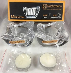 Nachtmann Riedel Glass Works Bavarian Crystal Glass Modern Tealight Holder X2 - Picture 1 of 5