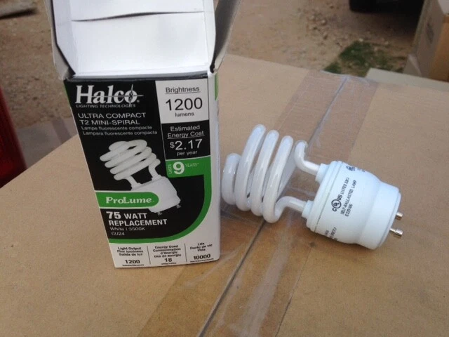 10 NEW Halco ProLume 75 watt Fluorescent GU24 bulb 3500K 1200 lumens  #46519 - Image 1 of 1
