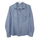 Van Heusen Womens Medium Shirt Blue Polka Dot Long Sleeve Fitted Button Up
