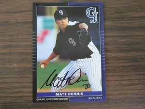 2016 Grand Junction Rockies #30 Matt Dennis Autograph / Signed Card (C)