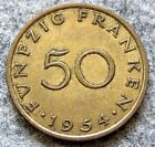 SAARLAND SAAR PROTECTORATE GERMANY 1954 50 FRANKEN one year type km# 3