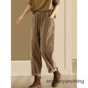 Retro Style Women Corduroy Harem Pants Splicing Trousers Autumn Winter Spring Sz - Picture 1 of 27