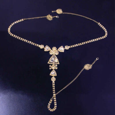 Hot New Body Chain Jewelry Bra Thong Set Tassel Sexy Rhinestone Bikini Crystal - Image 1 of 4