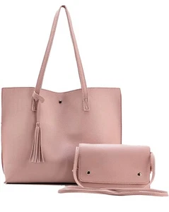 Tote For Women Cross Body Pink Large Shoulder Bag 2 piece set Handle Satchel - Picture 1 of 5