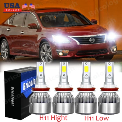 For Nissan Altima Sedan 2013-2015 - 4X 6000K H11 LED Headlights Bulb Hi/Lo Beam - Image 1 of 4