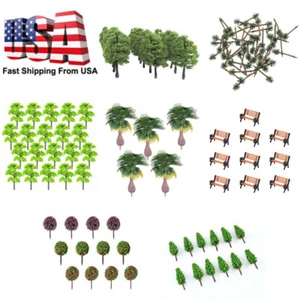 MIni Train Railroad Layout Diorama Wargame Scenery Garden Landscape Model Trees - Picture 1 of 36
