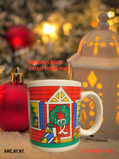 Vintage Christmas Coffee Mug AMC.NY.NY Holiday Colorful House