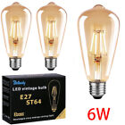 Edison Lamp Bulb ST64 E27 4W 6W Vintage Antique Amber Light LED Filament 220V UK