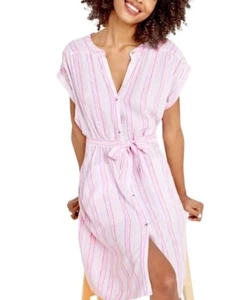 PRACHTVOLLES Wialea Leinen Hemdkleid in Hibiskusrosa Größe Small 168 $! - Bild 1 von 13