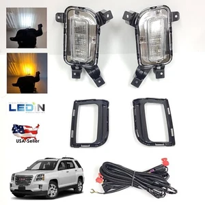 LED Fog Lights Kit For 2016-2017 GMC Terrain Replacement Bezel DRL Amber Signal - Picture 1 of 12