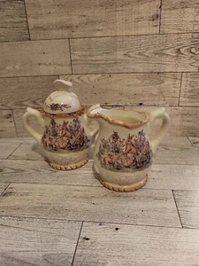Bunny Creamer & Sugar Dish W/Lid Easter Treasures By Cracker Barrel - Vintage  - Picture 1 of 12