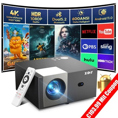 65000 Lumen 4K Smart Projektor HD Beamer WiFi Bluetooth HDMI Android Heimkino - Bild 1 von 4