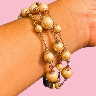Brazalete multicapa Kate Spade tono oro rosa y perlas de imitación Foto 1 de 4