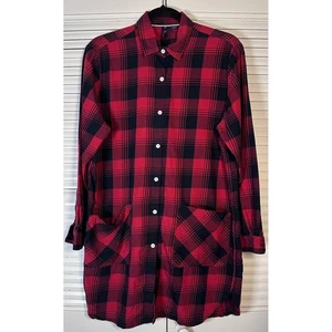 Woolrich Women's Cotton Buffalo Plaid Button Up 2 Pocket Shirt Dress Size M - Picture 1 of 7