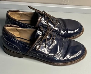 MARNI Patent Leather Oxford Shoes Blue Size 7 - Picture 1 of 10