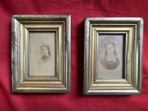 Cabinet Card Photograph Lot 2 Photos Margaret & Alice Hartley 1800 1850’s Framed - Picture 1 of 6