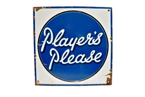 Insegna Smaltata Porcellana Vintage Player’s Please 15x15 British Tobacco Pubblicità - Foto 1 di 6