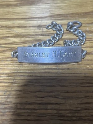 Pulsera militar vintage con placa rectangular etiqueta identificación de la Segunda Guerra Mundial nombre de plata 925 Foto 1 de 4