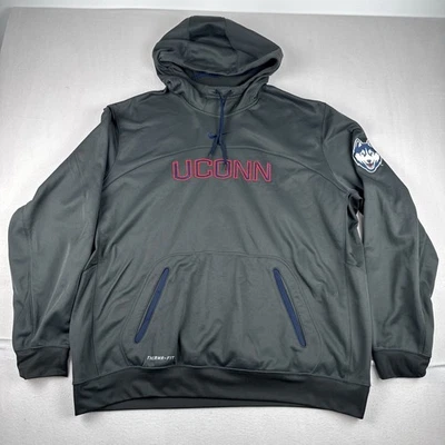 Sudadera con capucha gris 2XL UCONN Huskies Nike Elite Therma Fit para hombre Foto 1 de 4