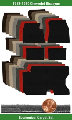 Juego de alfombrillas Velourtex personalizadas para Chevrolet Biscayne 1958-1960 (5 piezas) #6DZ Foto 1 de 4