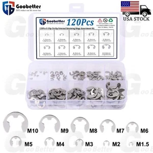 120X Assorted M1.5 - M10 Stainless E Clips C Circlip Kit Retaining Snap Ring Set - Picture 1 of 10